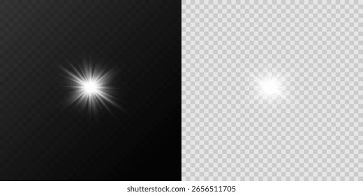 	Destello brillante de la luz de la estrella, efecto blanco de la chispa del resplandor para los Elementos de diseño mágicos