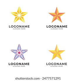 shiny star logo icon set