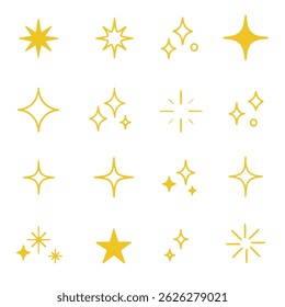 Estrela brilhante definida para quadrinhos de webtoon conjunto de ilustração vetorial.