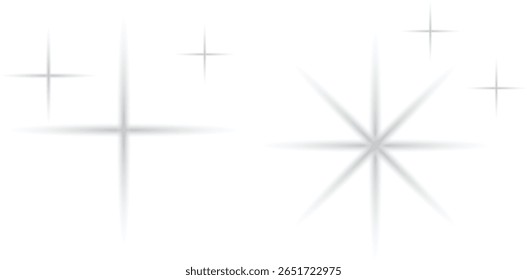 Efeito de luz cintilante estrela brilhante isolado no fundo transparente. Brilhante branco twinkle burst elementos perfeitos para decoração, magia, pó de fadas, ou destaques festivos.