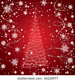 Shiny star spruce on a red background