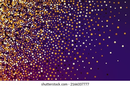 Luminoso fondo púrpura del vector estrella. Ilustración De Polvo Brillante Dorado. Textura de resumen espacial.  Pancarta de lujos dorados.