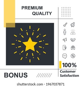 Shiny star vector thin line icon with modern background