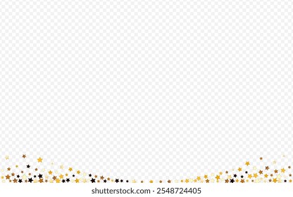 Shiny Star Vector Transparent Background. Gilded Party Sky Texture. Rain Twinkle Illustration.  Yellow Light Shine Border.