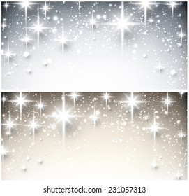 Shiny starry christmas banners. Vector Illustration.