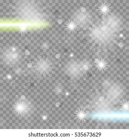 Shiny starry transparent sparkling effect background. Vector design