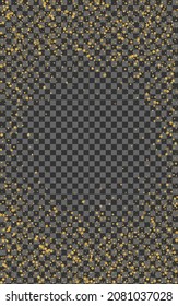 Shiny Stars Background  Transparent Vector. Star Dream Illustration. Gold Elegant. Eve Texture. Yellow Confetti Shimmer.