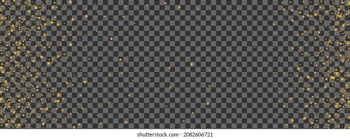 Shiny Stars Background  Transparent Vector. Spark Surprise Template. Gold Greeting. Elegant Frame. Bright Star Success.
