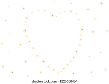 Shiny stars confetti vector design. New sparkle carnival elements template. Heart shape made with golden stars. Holiday foil confetti backdrop. Festive elements vector illustration.
