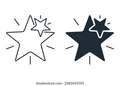 Shiny stars. Delight. Excellent.Vector linear icon isolated on white background.