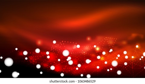 Shiny stars, neon glowing digital connected light dots. Vector technology abstract background