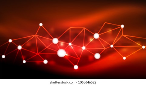 Shiny stars, neon glowing digital connected light dots. Vector technology abstract background