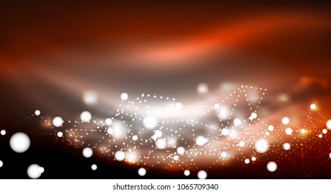 Shiny stars, neon glowing digital connected light dots. Vector technology abstract background