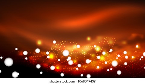 Shiny stars, neon glowing digital connected light dots. Vector technology abstract background