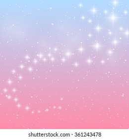 Shiny stars on blue and pink background 