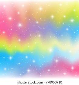 Shiny stars on color holographic background