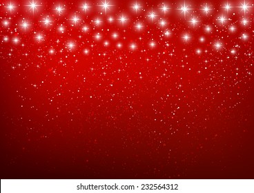 Shiny stars on red background