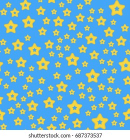 Shiny stars style seamless pattern pentagonal gold award abstract design doodle night artistic background vector illustration.