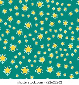 Shiny stars style seamless pattern pentagonal gold award abstract design doodle night artistic background vector illustration.
