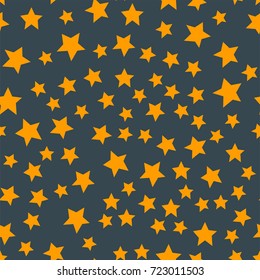 Shiny stars style seamless pattern pentagonal gold award abstract design doodle night artistic background vector illustration.