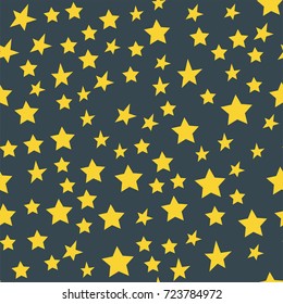 Shiny stars style seamless pattern pentagonal gold award abstract design doodle night artistic background vector illustration.