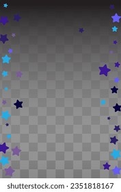 Shiny Stars Vector Black Transparent Background. Color Splash Rich Design. Confetti Holiday Wallpaper. Night sky Falling Card.