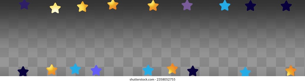 Shiny Stars Vector Black Transparent Panoramic Background. Golden Confetti Holiday Banner. Swirl Rich Card. Splash Happy Invitation.