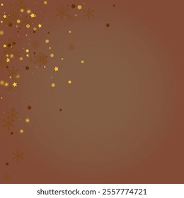 Shiny Stars Vector Brown Background. Luminous Shine Snowstorm Backdrop. Minimal Dots Illustration. Elegant Flake Design.