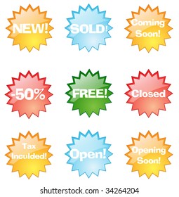 Shiny Store Stickers. Vector