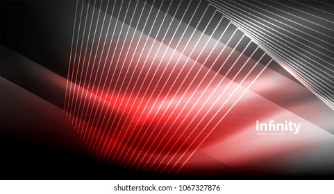Shiny straight lines on dark background, techno digital modern template. Vector background