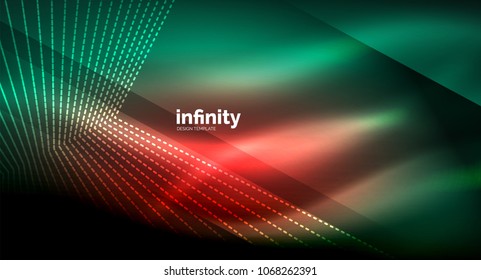 Shiny straight lines on dark background, techno digital modern template. Vector background