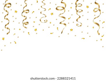 Shiny streamer and confetti ribbons for congratulations and holiday decoration