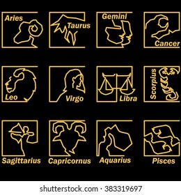 shiny stripe horoscope zodiac Star signs in Vector form