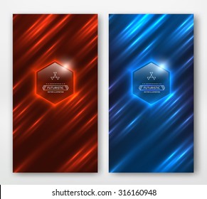 Shiny striped motion background. Red and blue card.