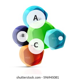Shiny style modern geometrical hexagons web boxes with sample text