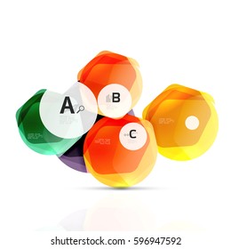 Shiny style modern geometrical hexagons web boxes with sample text