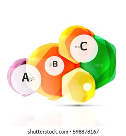 Shiny style modern geometrical hexagons web boxes with sample text
