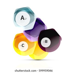 Shiny style modern geometrical hexagons web boxes with sample text