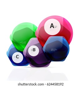 Shiny style modern geometrical hexagons web boxes with sample text