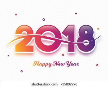 Shiny stylish text 2018 for New Year celebration.