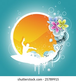Shiny summer background. The blue background is masked and can be extended a bit further. Only linear gradients used except the background.