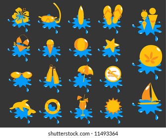 Shiny summer beach icons (vector)