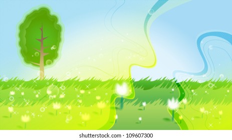 Shiny summer meadow background