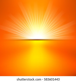 Shiny summer sun lights, vector banner & background design.