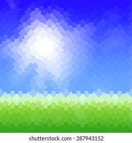Shiny sun background made of arrow pattern tiles