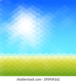 Shiny sun background made of arrow pattern tiles