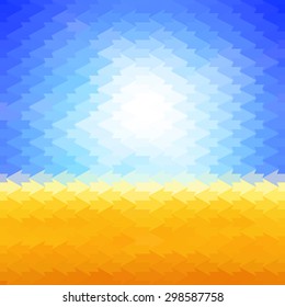 Shiny sun background made of arrow pattern tiles