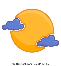 Shiny sun with blue cloud
