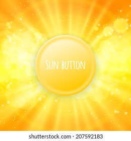 Shiny sun button vector for your text eps 10