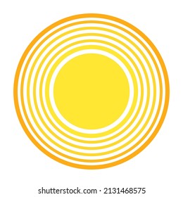 Shiny sun icon for weather design. Sunshine symbol happy yellow isolated sun vector illustration.